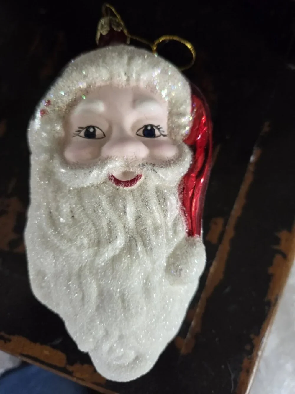 Vintage Mistletoe Magic European Style Hand Blown Santa Glass Christmas Ornament